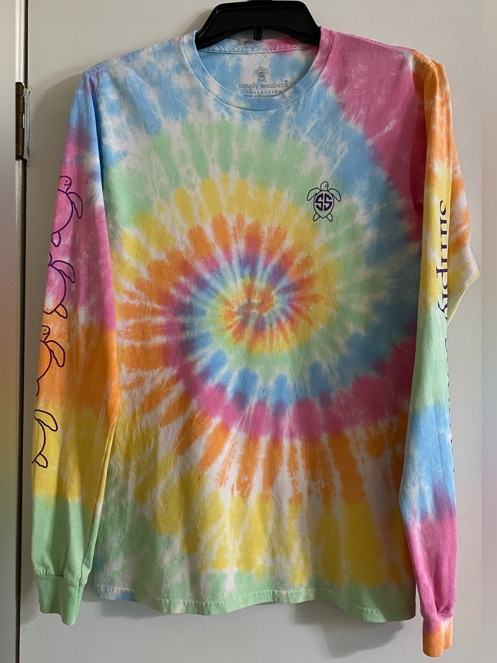 Simply Southern Kids Long Sleeve Tie-Dye Tee - Pink, Yellow, Blue, Green, Orange